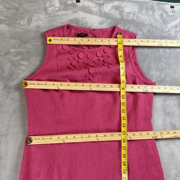 Talbots Women's 12 Pink Linen Blend Sleeveless Sheath Dress Button Detail - Picture 3 of 7
